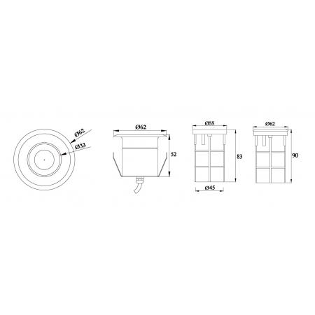 Oprawa LED  PHJ-UG62 3 Watt IP68  stal nierdz.